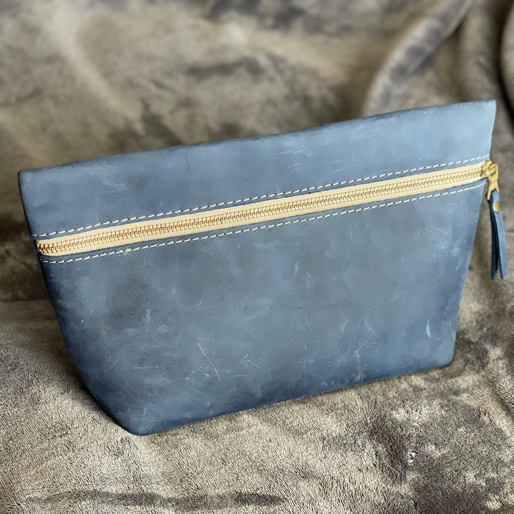 Deep water blue large makeup bag